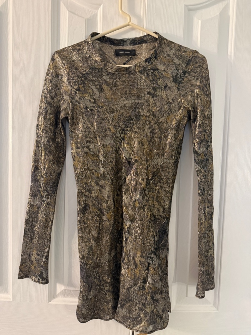 Metallic Snake Print Long Sleeve Top Isabel Mara t